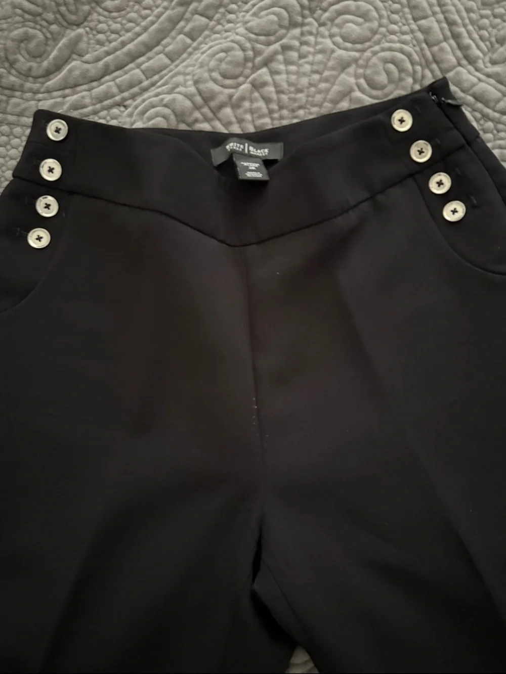 WHBM Black Women's Tailored Sailor-Button Pants